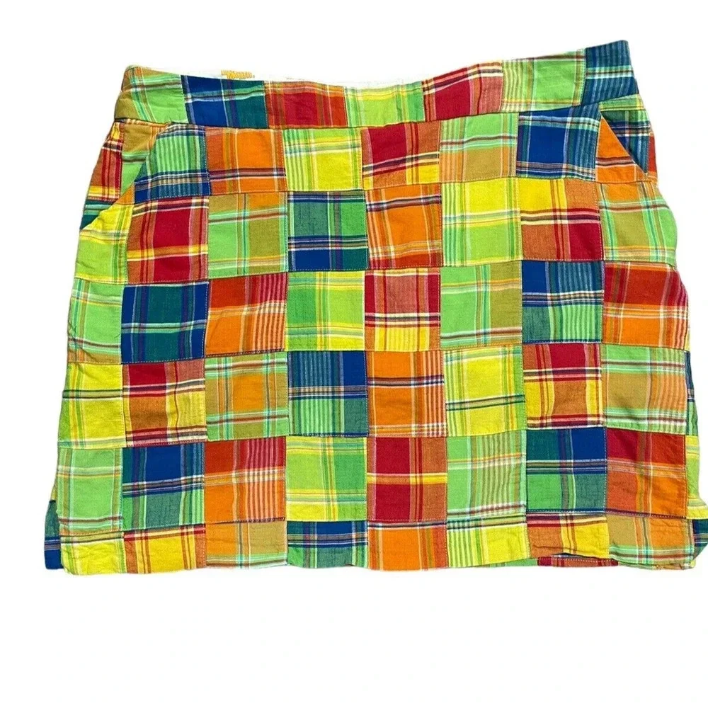 Loud Mouth Women's Patchwork Skort Golf Skirt size US 16 Plaid Cotton Pockets